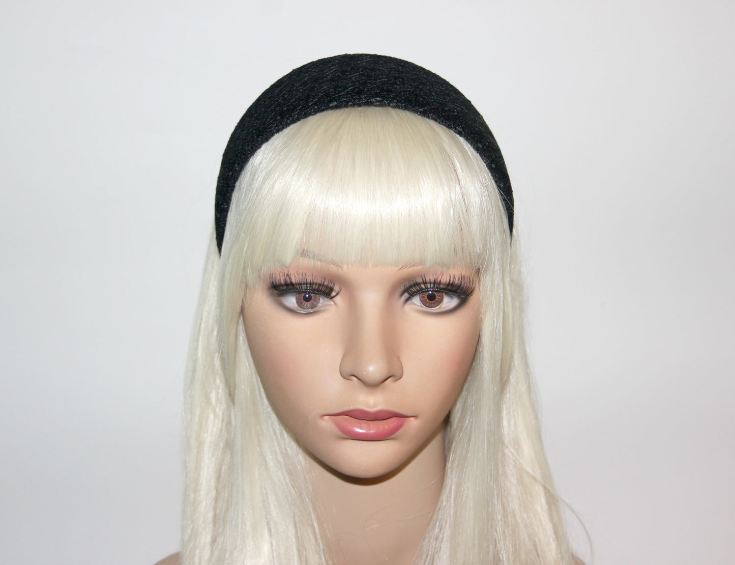 Black embroidered headband Velvet sequin head cover for women Plastic free