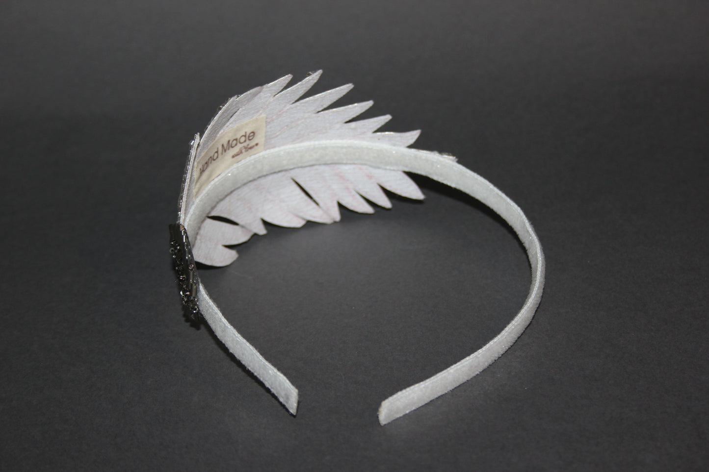 Silver beaded feather fascinator Women bridesmaid headband