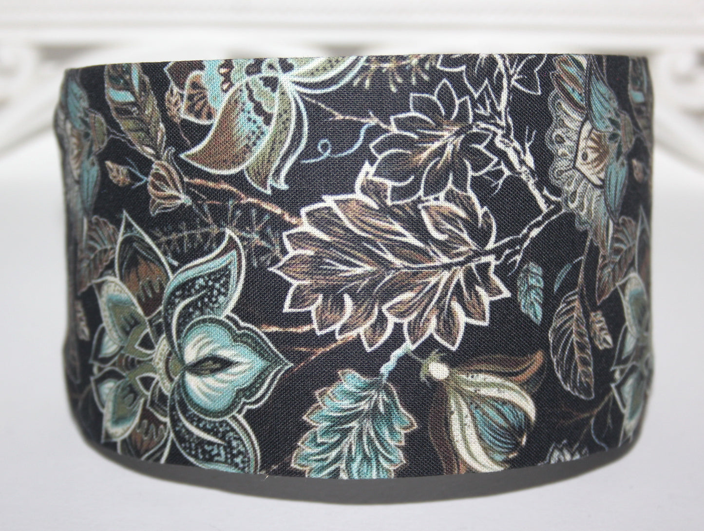 Black flat headband for women Fantasy Flower print boho fabric head scarf