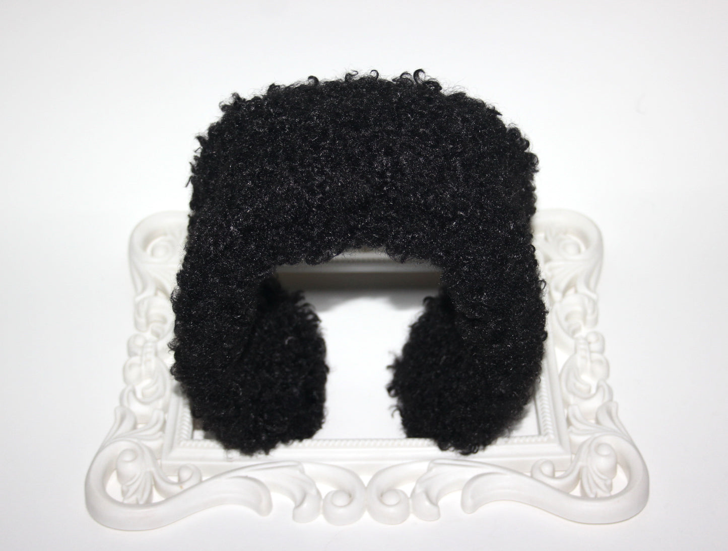 Black curly earmuffs Rabbit faux fur headband turban Skiing headphones for women