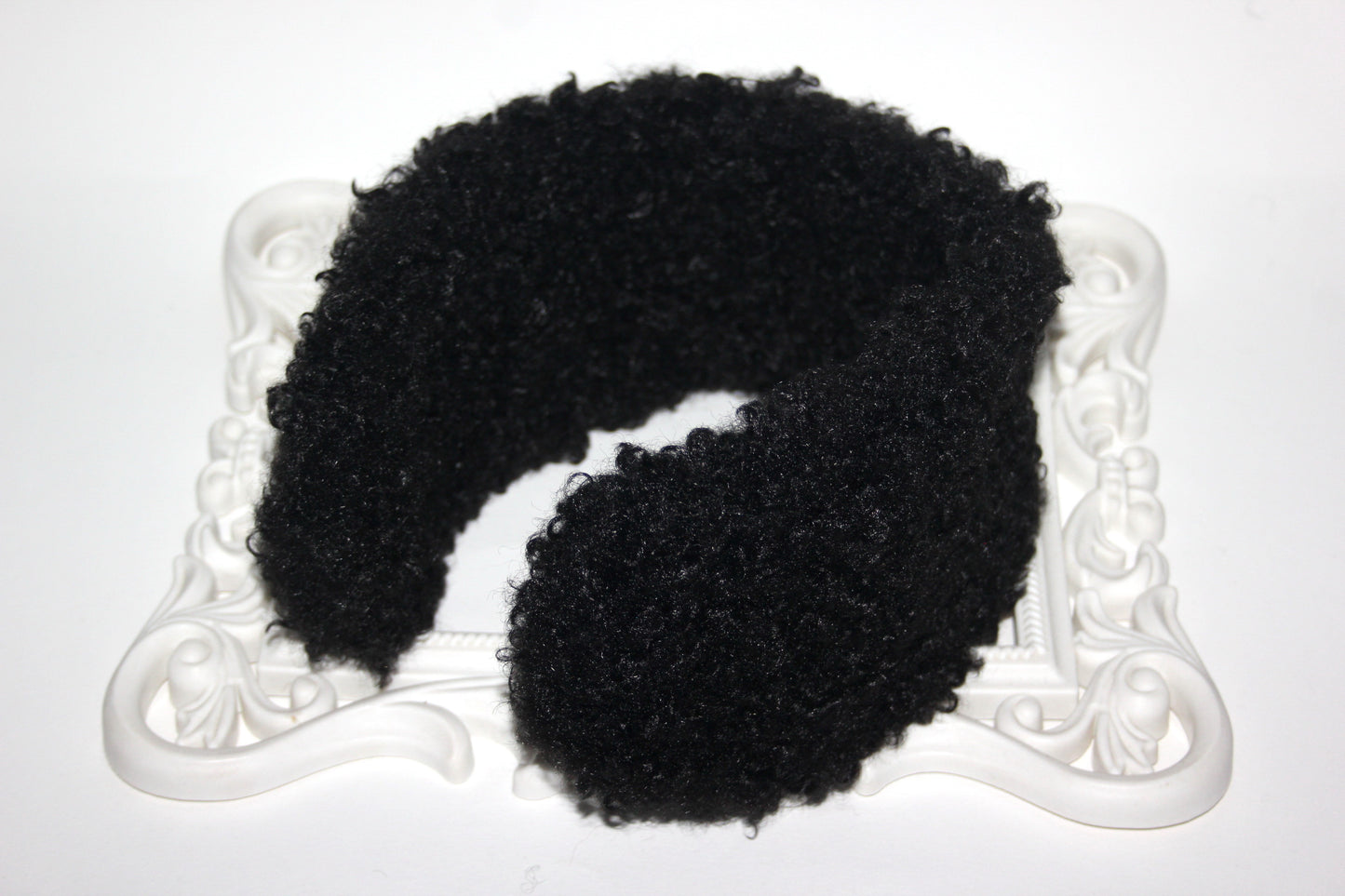Black curly earmuffs Rabbit faux fur headband turban Skiing headphones for women