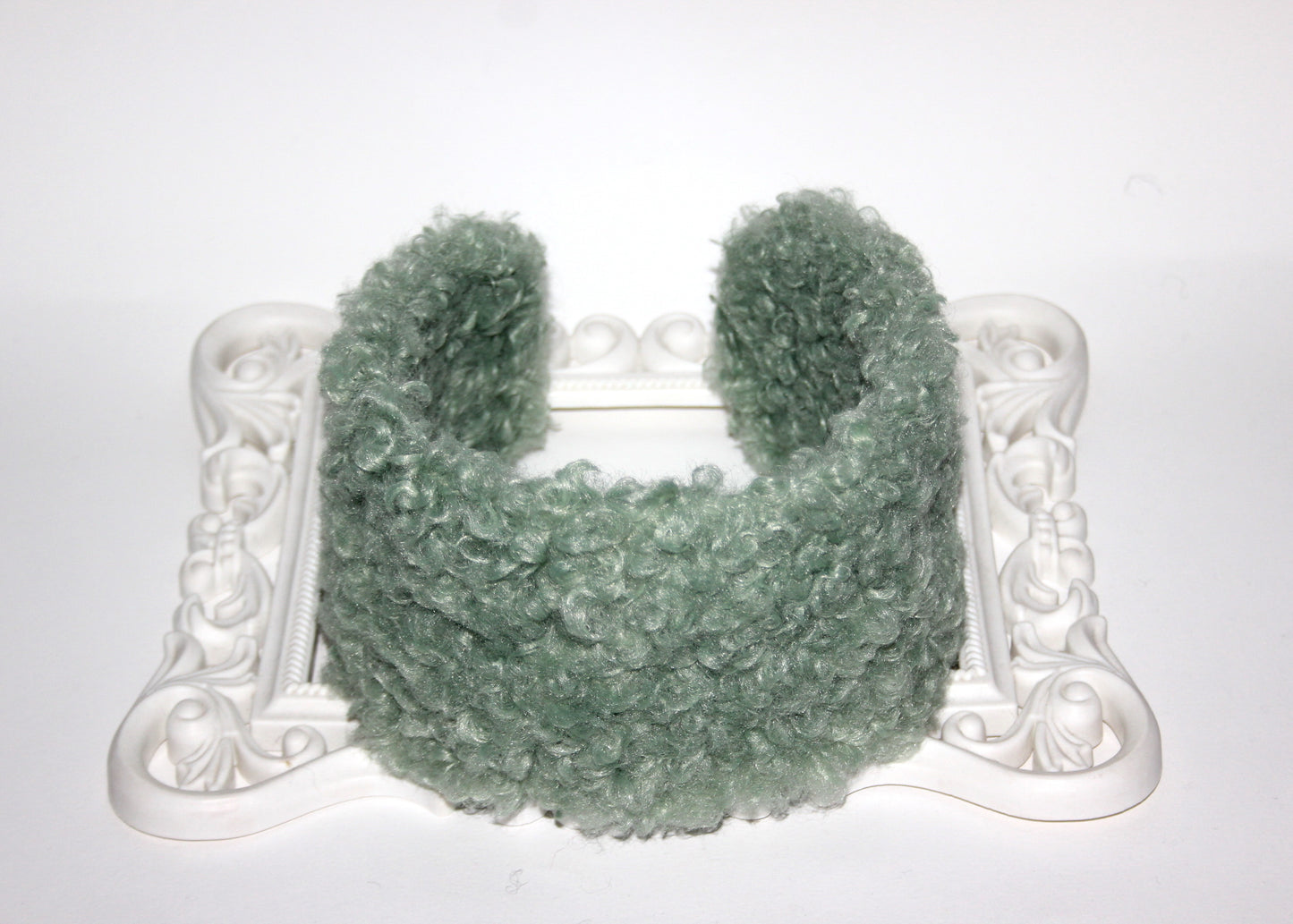 Apple Green curly earmuffs Rabbit faux fur headband turban Skiing headphones for women