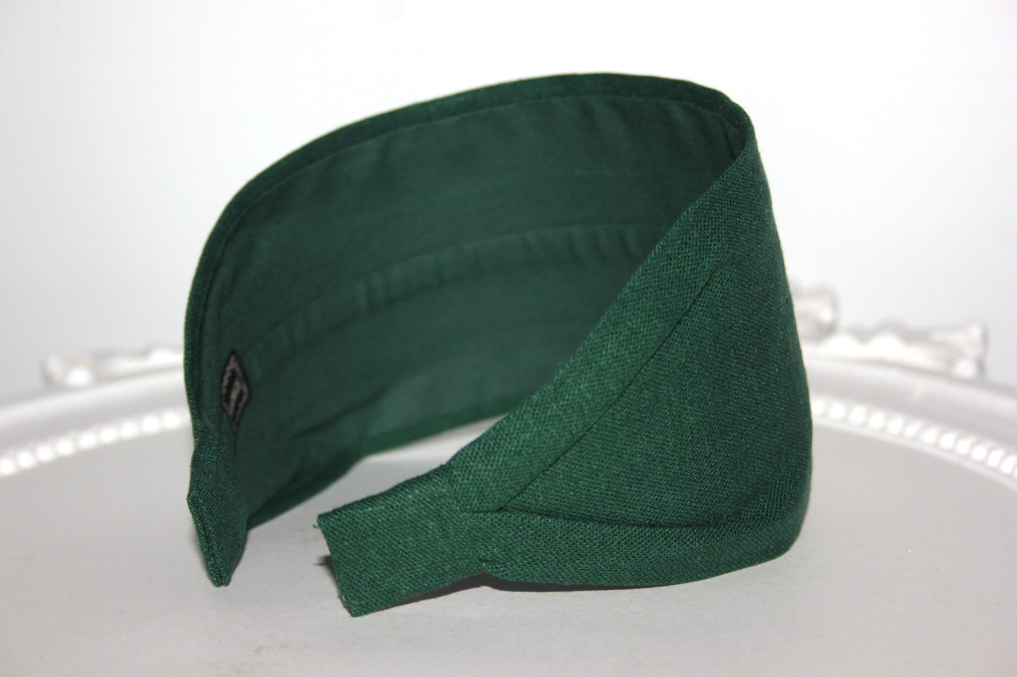 Linen headband women Dark Green head scarf