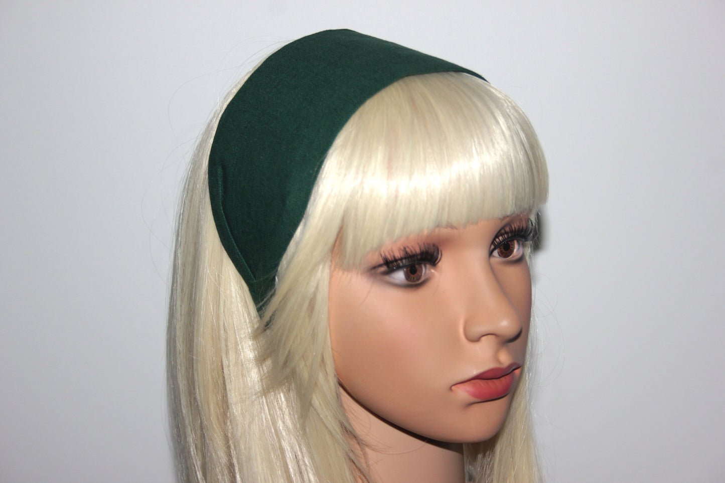 Linen headband women Dark Green head scarf