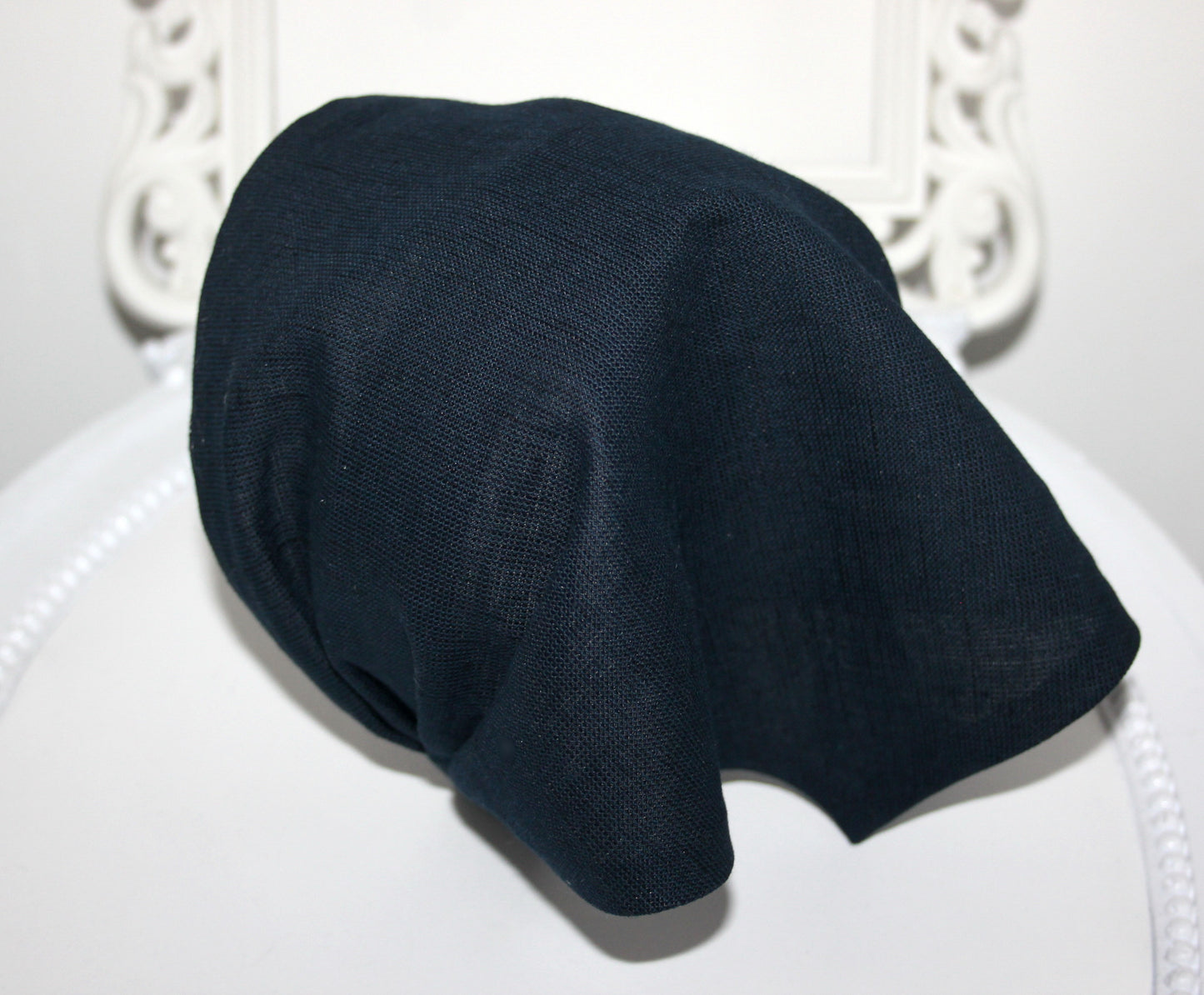 Triangle linen headband bandana Dark Blue kerchief Comfy hippie hairband