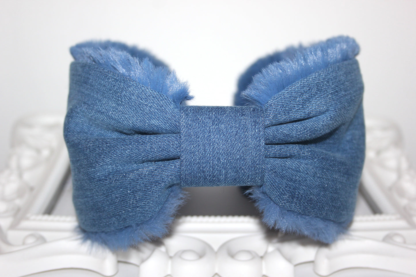 Blue earmuffs women Azure faux fur earmuffs ear warmer headband turban