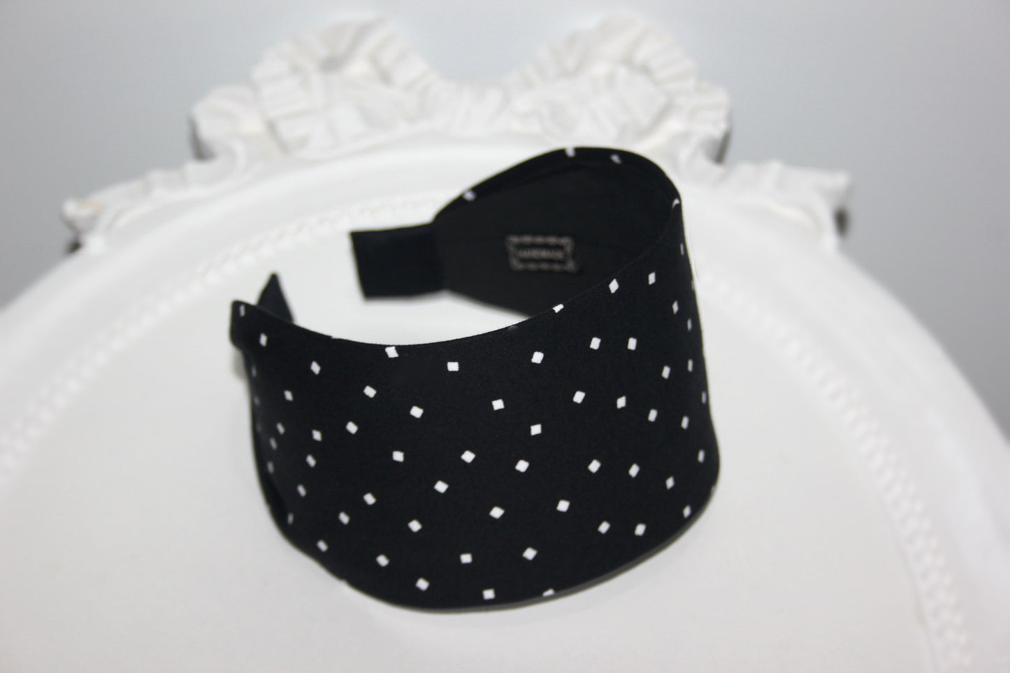 Wide cotton headband for women Black & White geometric print headwrap