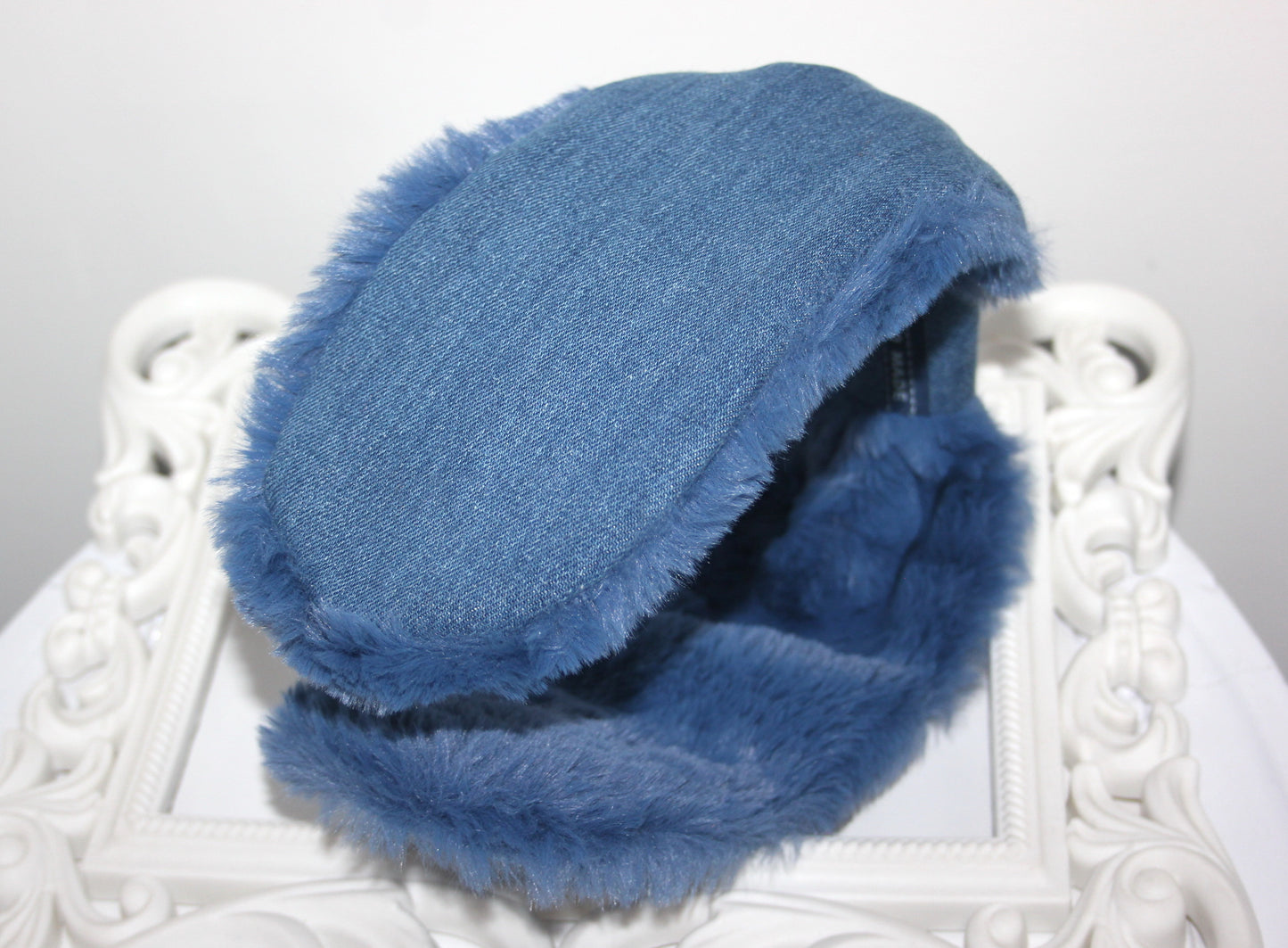 Blue earmuffs women Azure faux fur earmuffs ear warmer headband turban