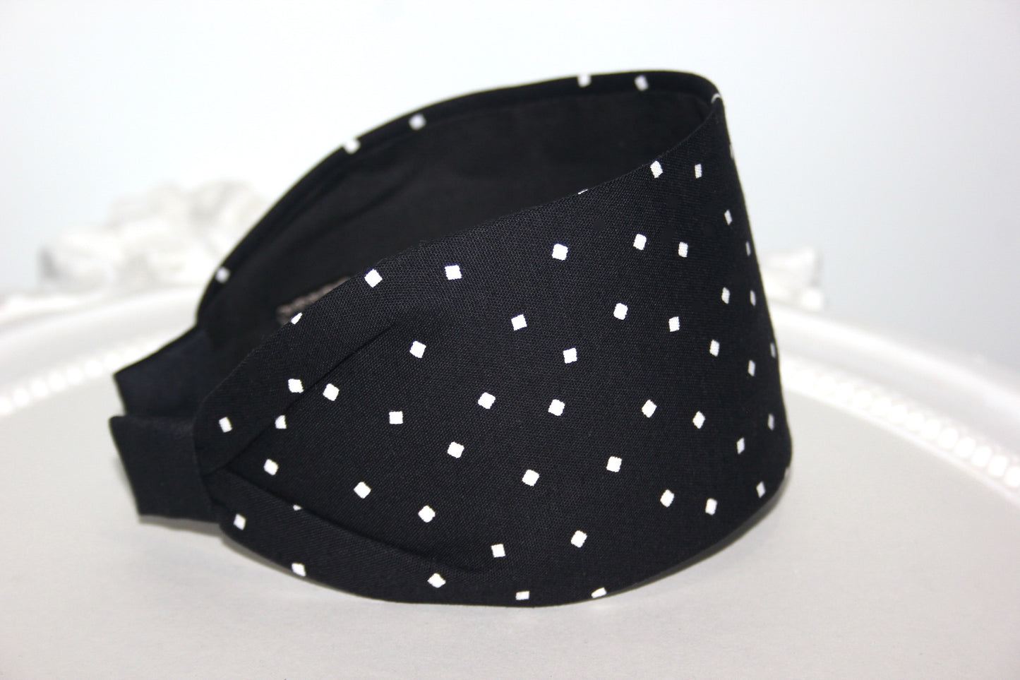 Wide cotton headband for women Black & White geometric print headwrap