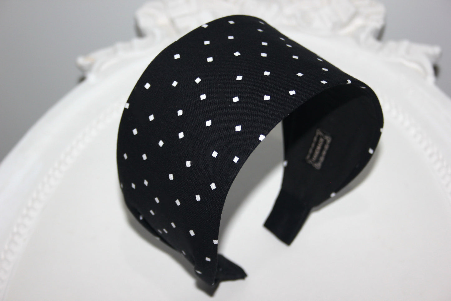 Wide cotton headband for women Black & White geometric print headwrap