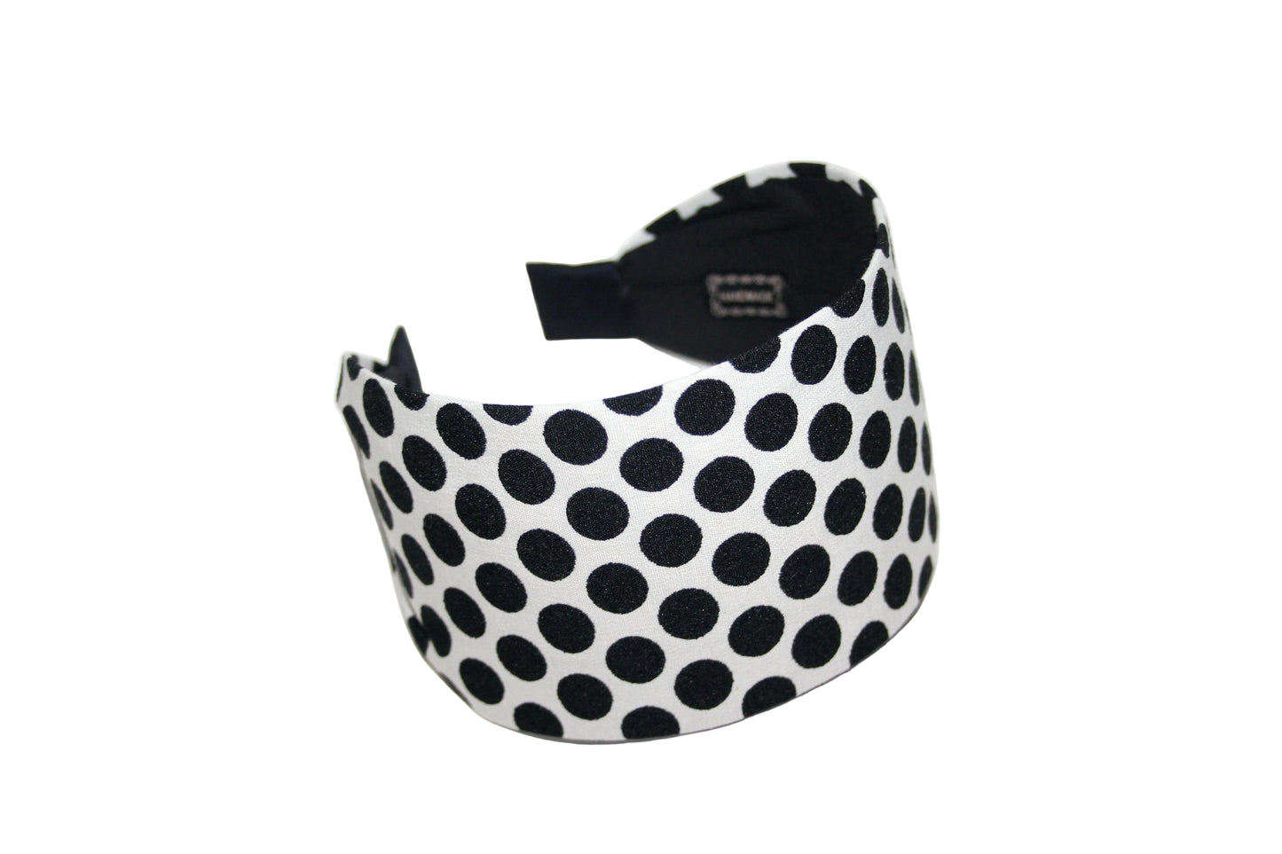 Women cotton headband, White with Black points Large Polka Dot jacquard headband scarf