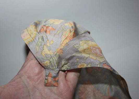 Triangle bandana headband Gray & Peach pure silk head kerchief