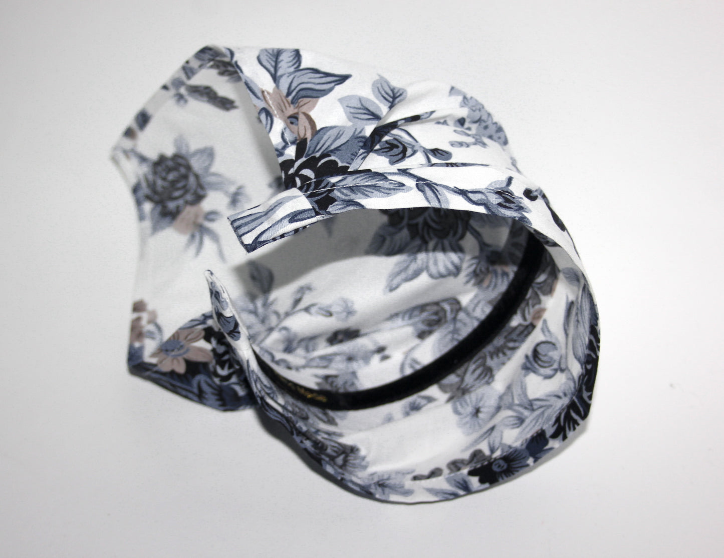 White head kerchief Dark Gray Flower print cotton triangle bandana headband