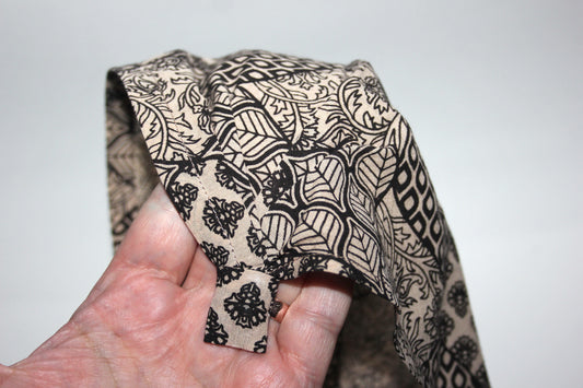 Bandana headband Natural Beige & Black structured cotton batiste kerchief