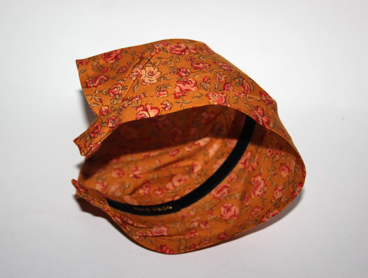 Triangle bandana headband Burnt Orange & Red Rose cotton head kerchief