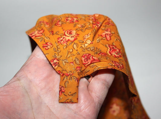 Triangle bandana headband Burnt Orange & Red Rose cotton head kerchief