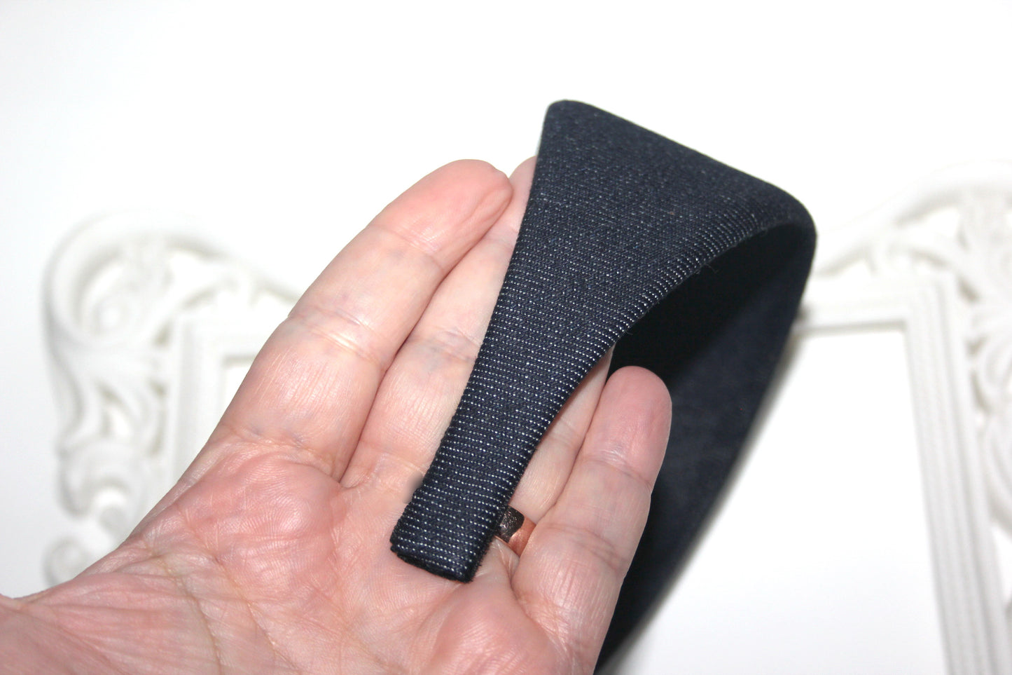Dark Blue Denim headband Rockabilly jeans hairband, plastic free