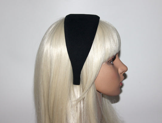 Black micro corduroy cotton headband for women, Plastic Free hairband