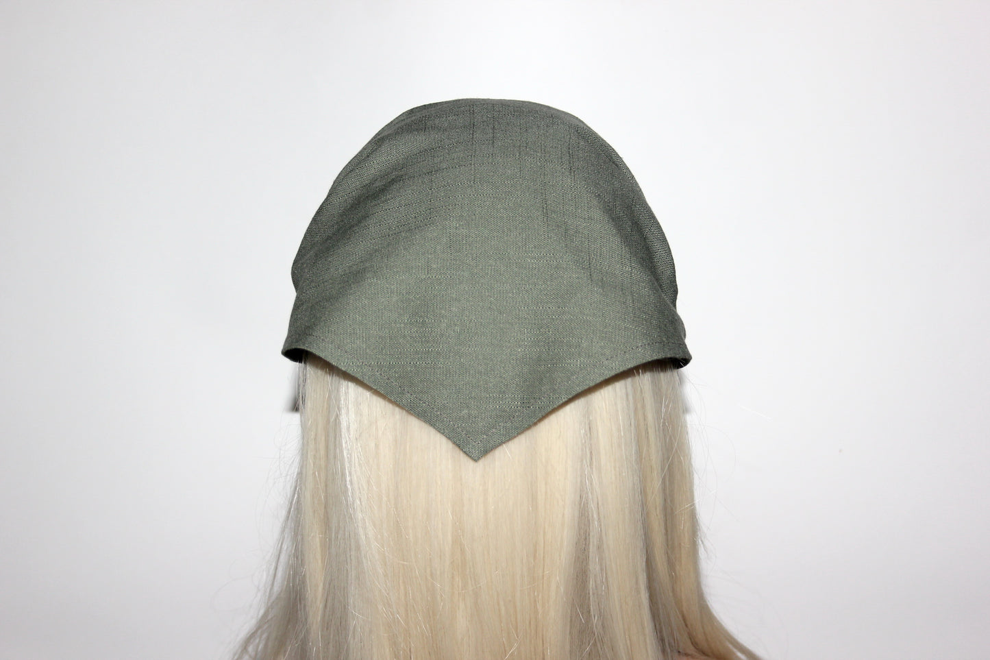 Olive green linen kerchief Triangle bandana headband Hippie hairband