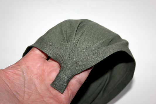 Olive green linen kerchief Triangle bandana headband Hippie hairband
