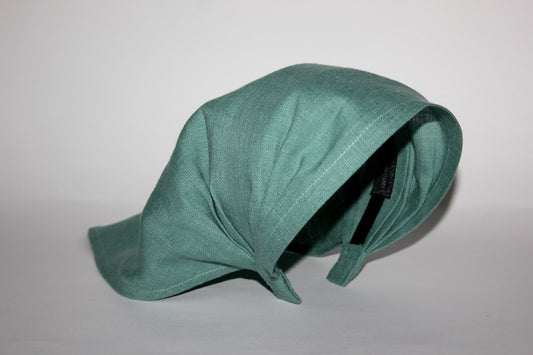 Eucalyptus green linen kerchief Triangle bandana headband Hippie hairband