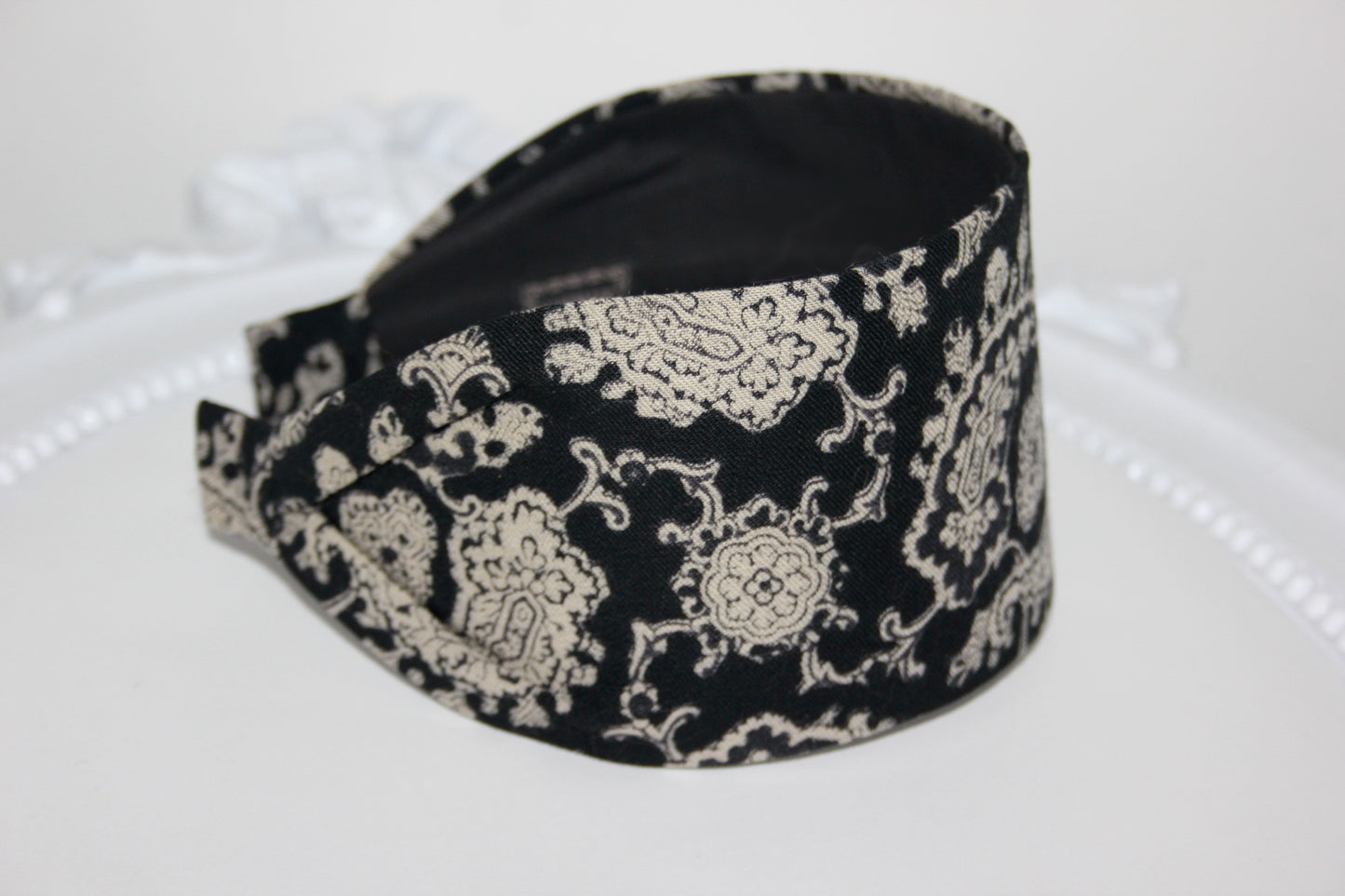 Retro headband Paisley pattern hairband vintage head scarf deluxe soft headband Upcycled Italian wool scarf