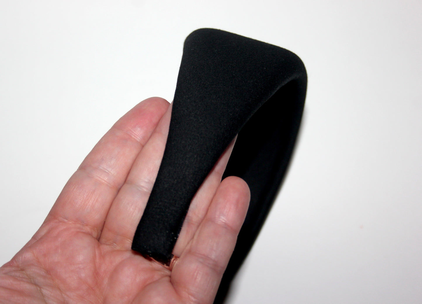 Denim puffy hairband, Black padded headband for women, cotton thick hairband, plastic free