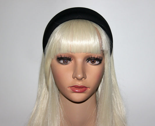 Denim puffy hairband, Black padded headband for women, cotton thick hairband, plastic free