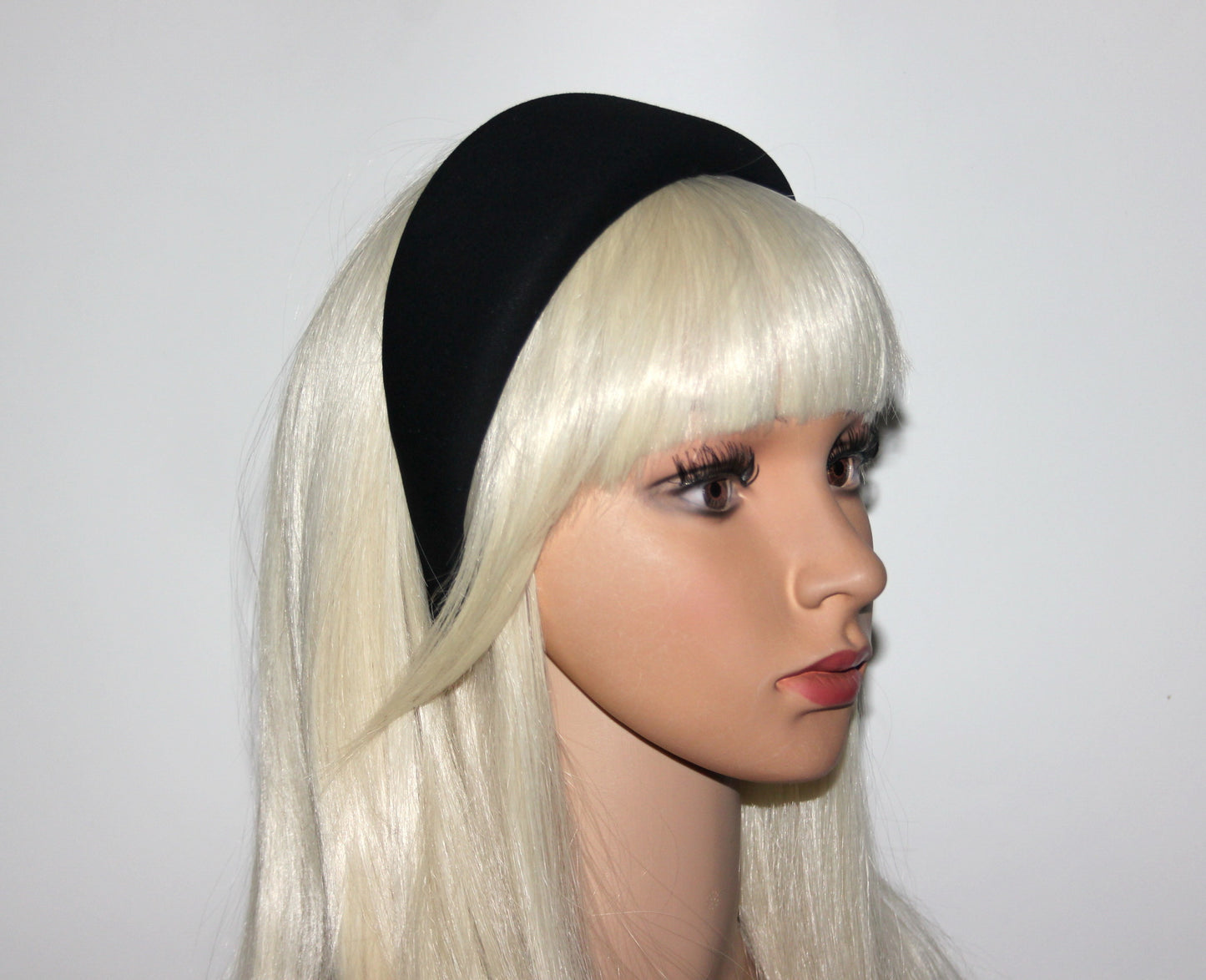 Denim puffy hairband, Black padded headband for women, cotton thick hairband, plastic free