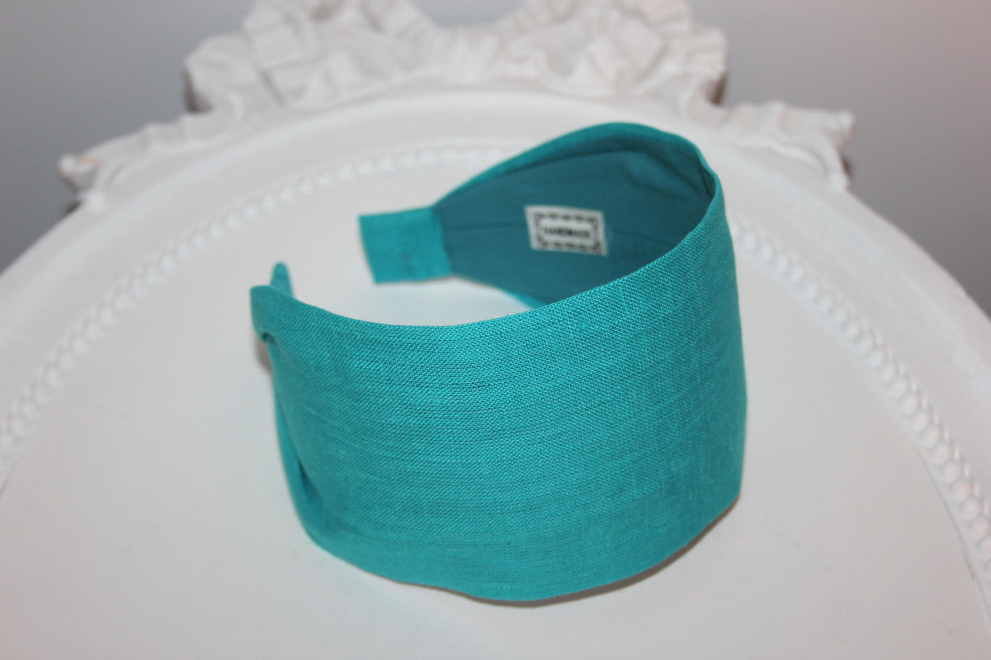 Linen headband women Turquoise head scarf