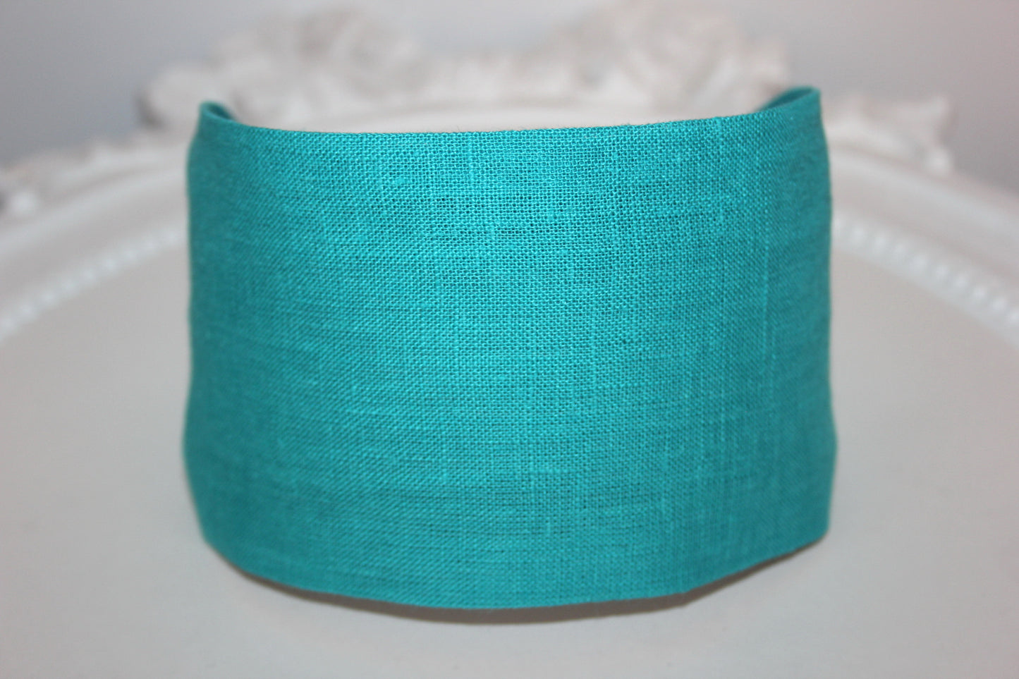 Linen headband women Turquoise head scarf