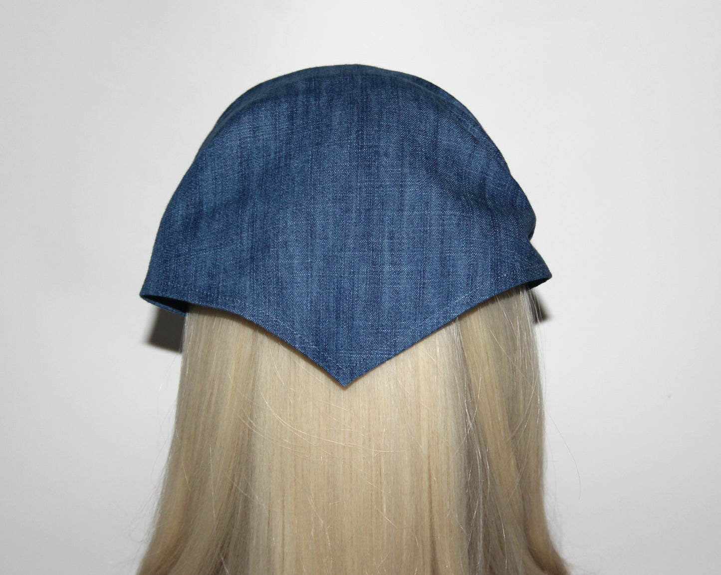 Denim hair kerchief Blue Bandana headband 10"/14" inch triangle head cover, hippie headpiece