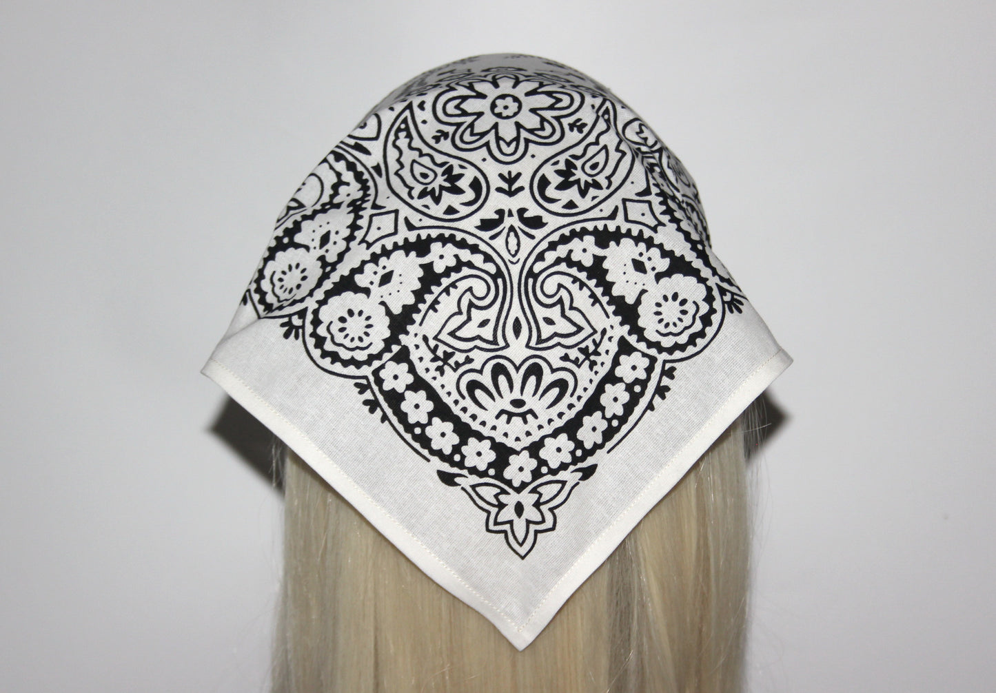 Ivory triangle bandana, 12" inch cotton headband, structured country bandana