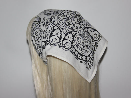 Ivory triangle bandana, 12" inch cotton headband, structured country bandana