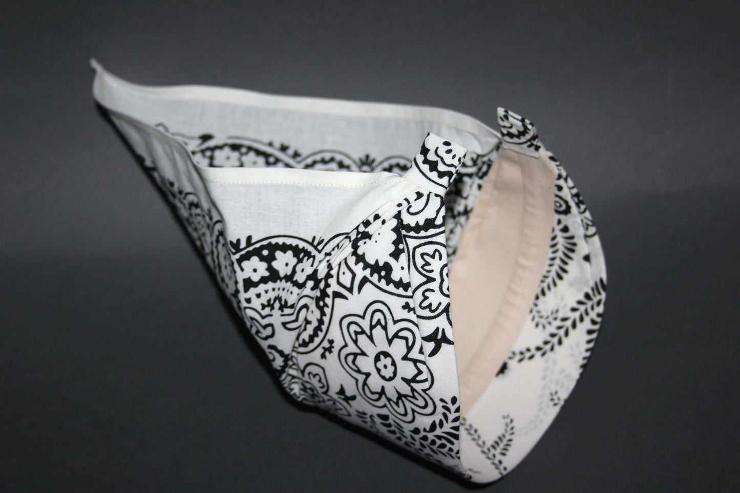 Ivory triangle bandana, 12" inch cotton headband, structured country bandana