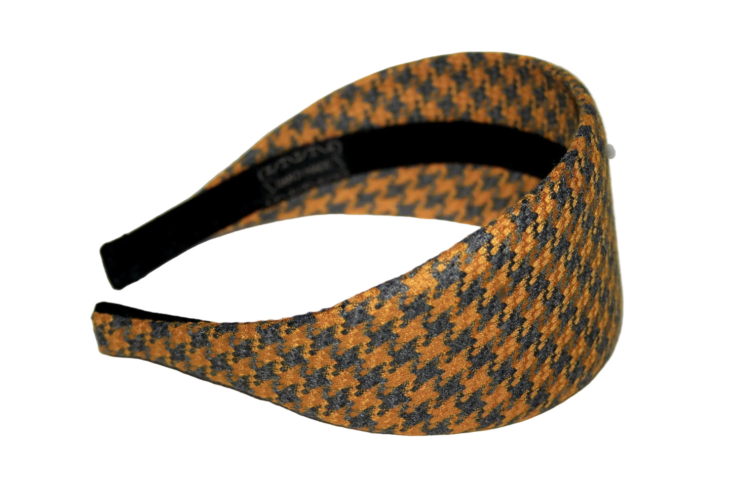 Gray & Yellow headband Houndstooth wide hairband, plastic free