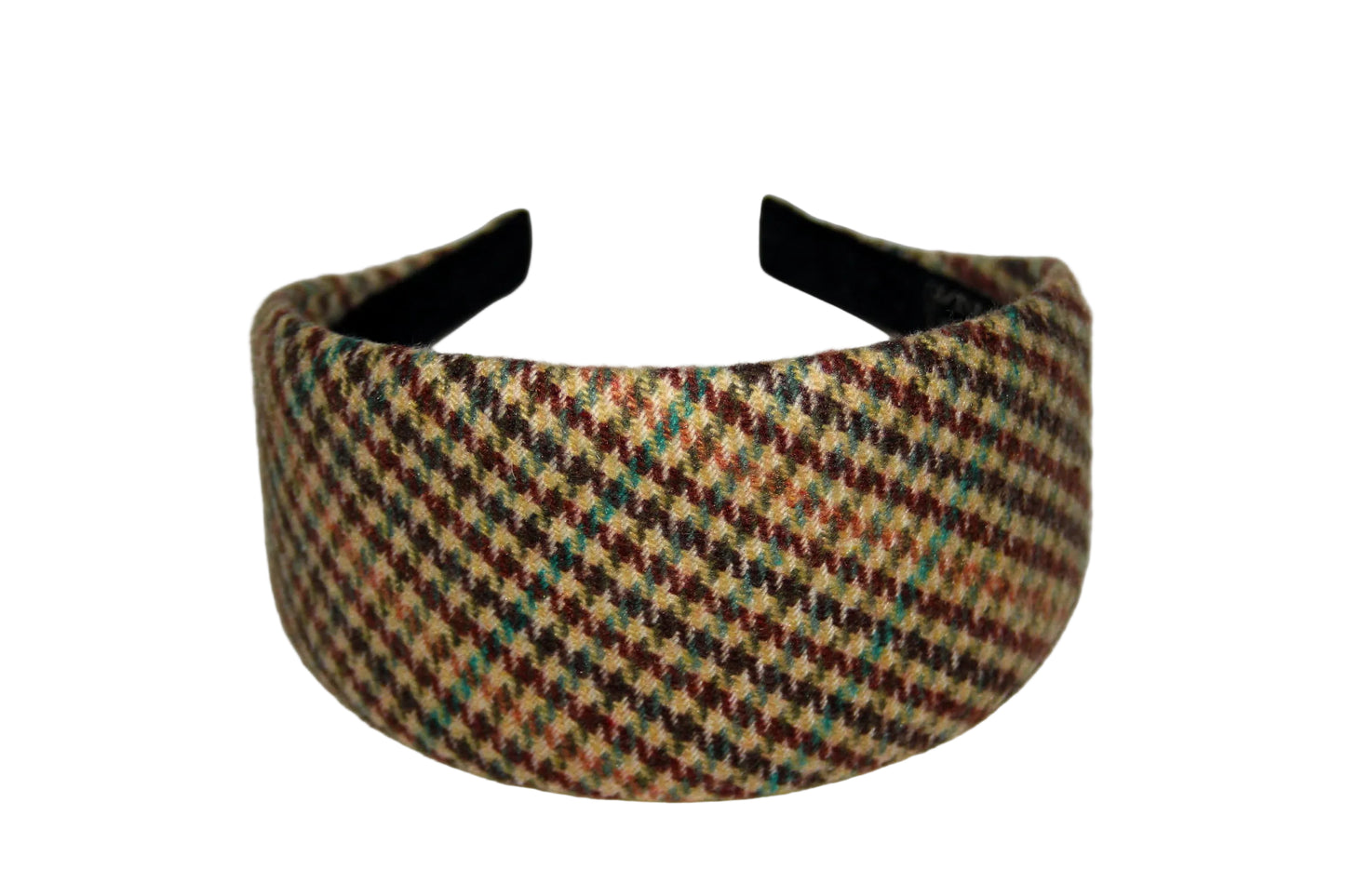 Wool headband, Houndstooth preppy plaid hairband, plastic free