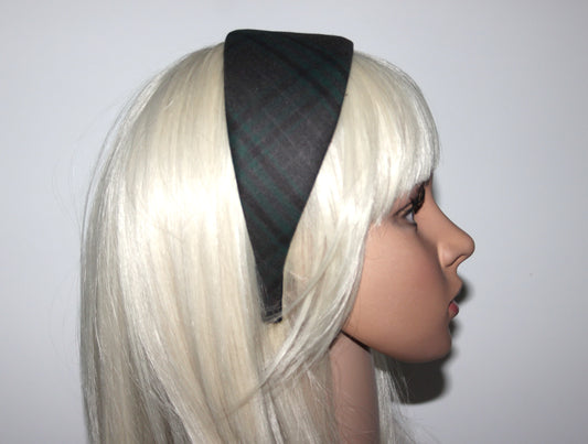 Plaid headband for women Scottish Green & Bown hairband scarf, plastic free