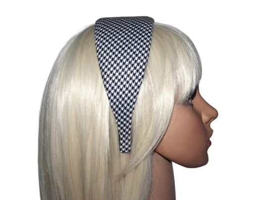 Black and White woman headband Houndstooth wide hairband, plastic free