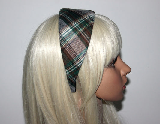 Plaid check headband Tartan casual hairband for women, plastic free