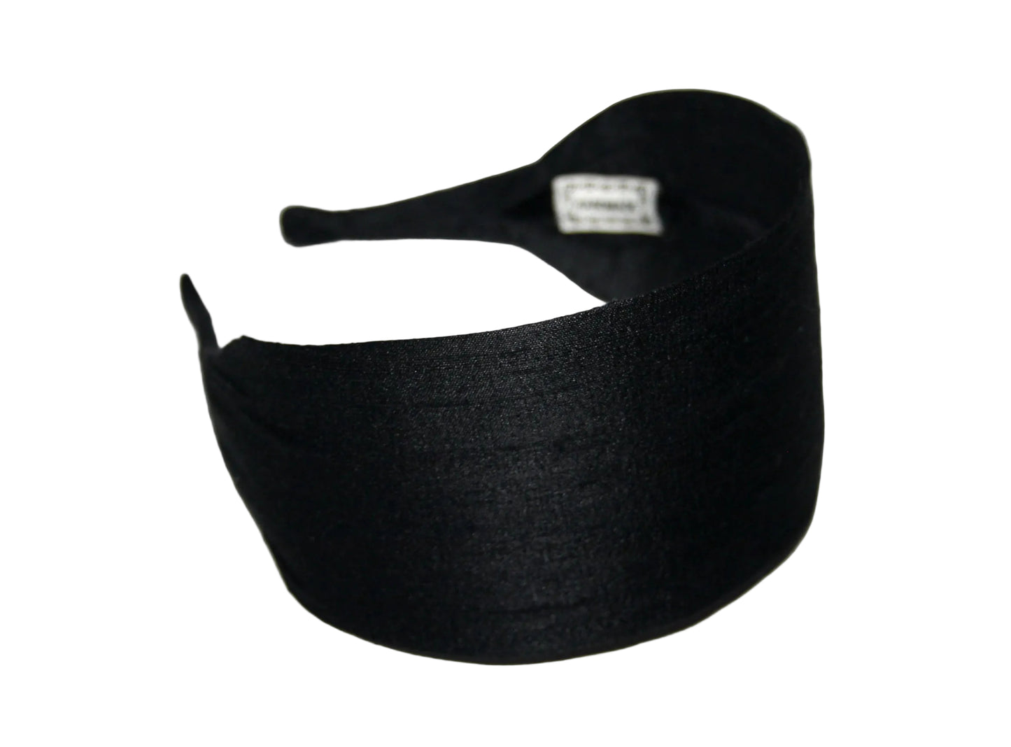 Black Raw Silk flat headband with thin ends, non slip, plastic free