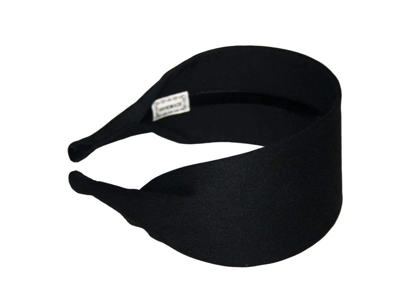 Black cotton satin flat headband with thin ends, no slip, plastic free