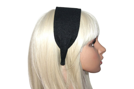 Black melange denim flat headband with thin ends, plastic free... NEW