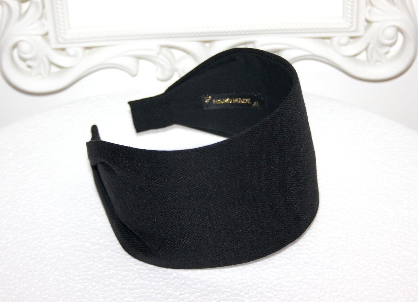 Herringbone Linen headband women Black hairband bandana