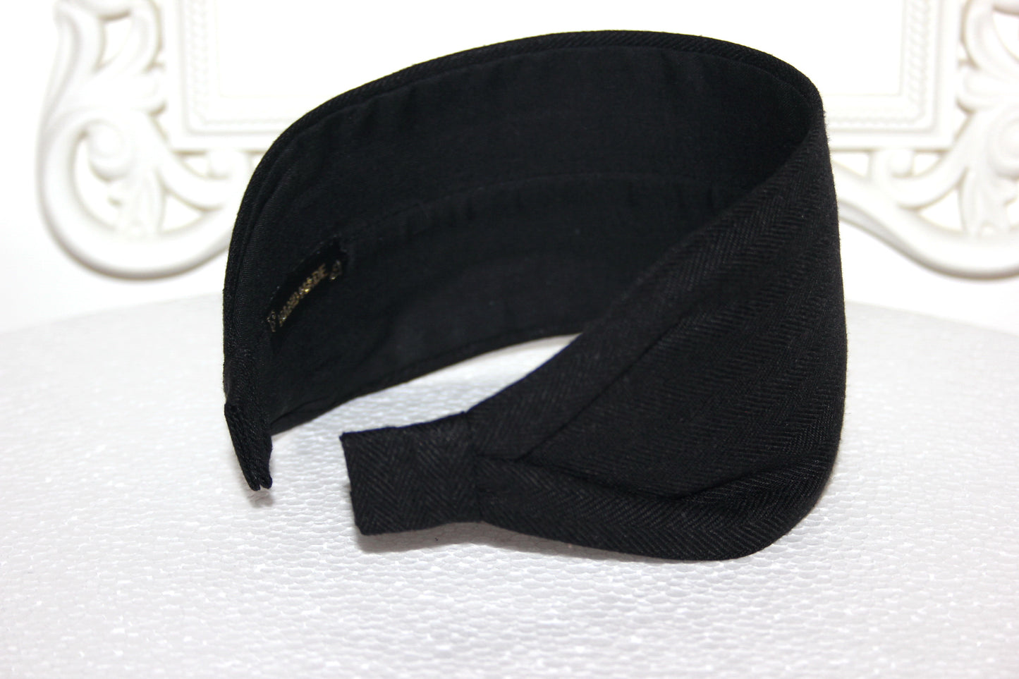 Herringbone Linen headband women Black hairband bandana