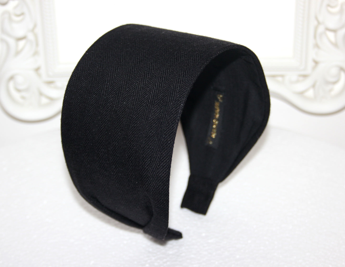 Herringbone Linen headband women Black hairband bandana