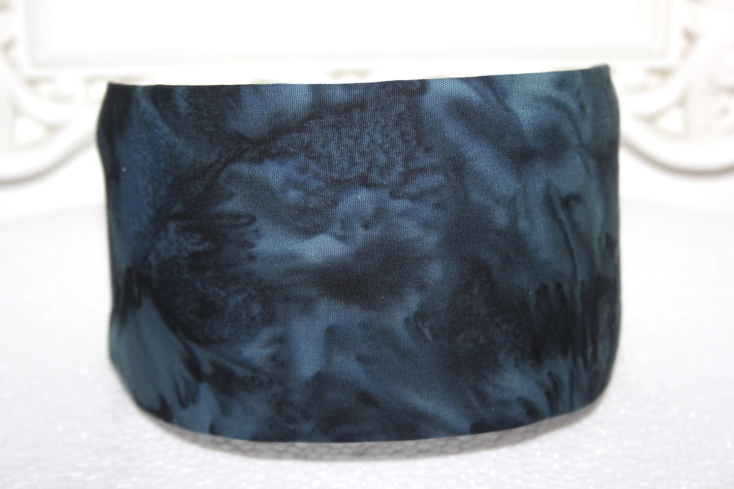 Dark Bluish Gray ombre headband for women Extra wide batik hairband
