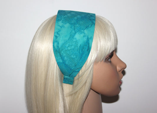 Turquoise Ombre Batik wide cotton hairband bandana abstract print