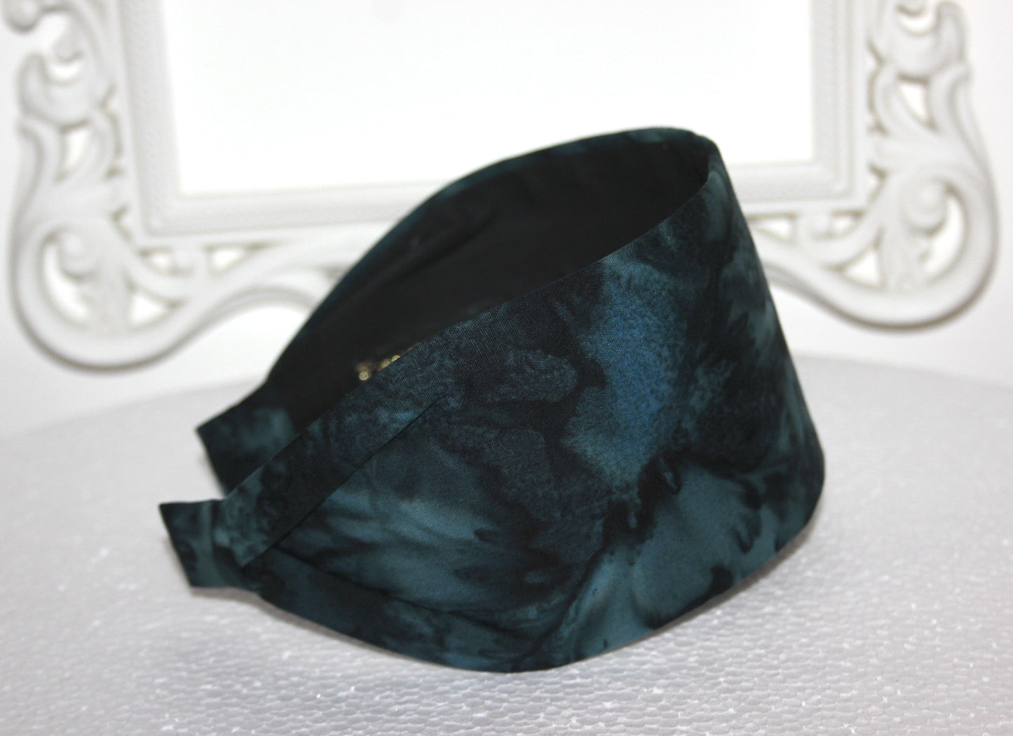 Dark Bluish Gray ombre headband for women Extra wide batik hairband