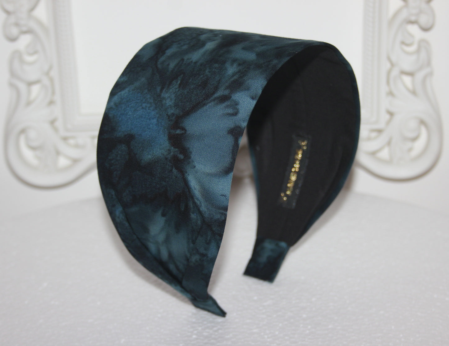 Dark Bluish Gray ombre headband for women Extra wide batik hairband